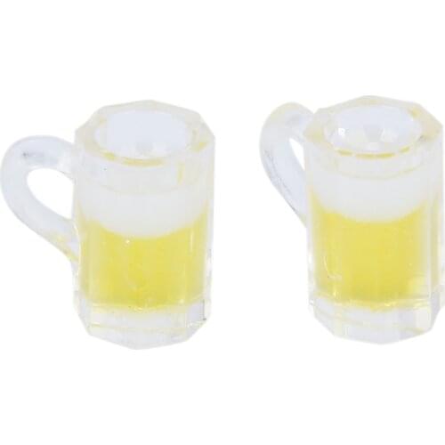 2pcs 1:12 Scale Miniature Beer Mug for Dollhouse Accessories