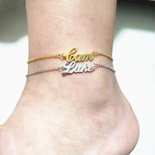 Fashion Jewelry Custom Name Personalized Anklet Foot Jewelry Beach Wedding Gold Silver Rose Gold Black Color Bridesmaid Gift