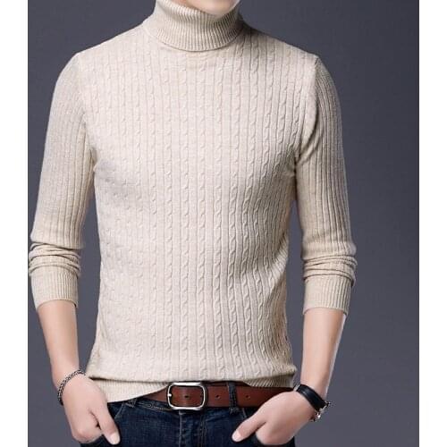 Fashion Jacquard Turtleneck Sweater Men Casual Pllovers Mens Warm Sweater Slim Fit Computer Knitted Pllover Mens Clothing 2021