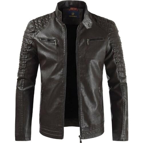2021foreign trade European and American mens mens leather jacket mens youth stand collar punk mens motorcycle leather jacket