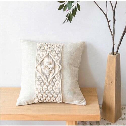 45x45cm 100% Cotton Macrame Handmade Cotton Thread Pillow Covers Geometry Bohemia Cushion Covers Home Decor Custom Size