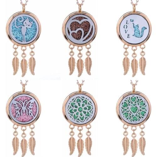 New Gold Aroma Diffuser Necklace Butterfly cat Open Lockets Pendant Perfume Essential Oil Diffuser Aromatherapy Necklace