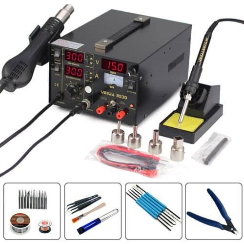 NEW YIHUA 853D 3in1 Hot Air Gun Rework Soldering Station Digital Display Temperature Control Power Supply Welding Repair Solder