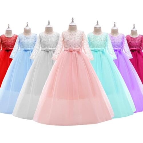Bridemaid Girl Dress For 12 14 Girls Wedding Party Dresses Kids Christmas long Sleeve Princess Costume Children Winter Clothes