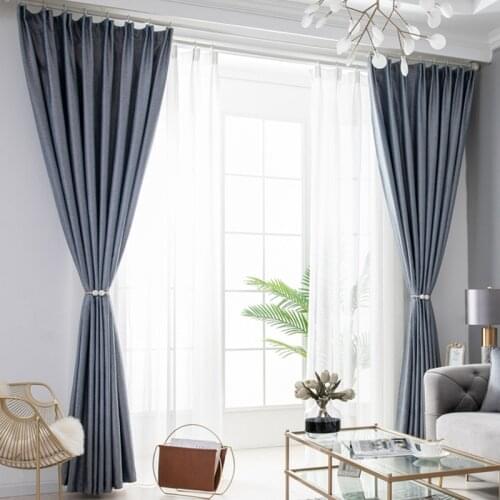 Pure Color Thickened Blackout Linen Curtain Special Offer Cotton Linen Jacquard Curtain Blackout Cloth Customized Curtain