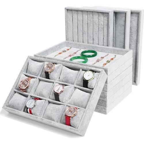 High Quality Velvet Jewelry Trays Jewelry Display Holder Bracelet Ring Earring Jade Pendan Box Case Jewelry Storage Organizer