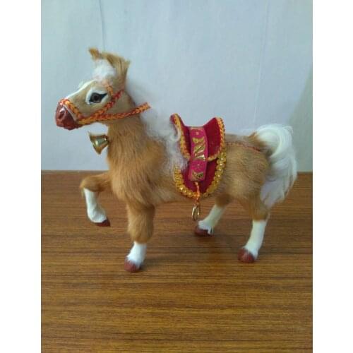 Polyethylene&furs 23x20cm horse model Simulation horse with saddle, prop home decoration gift d1937