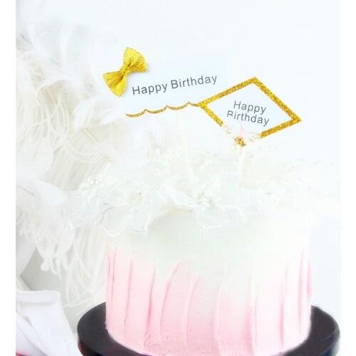 Various styles of personalized birthday cake decoration plug-in card Phnom Penh lace bow cake topper party decoration supplies