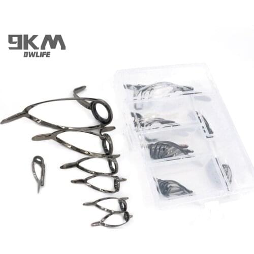 35Pcs/Set #6-#20 Fly Fishing Rod Guides Tip Tops Repair Kit Fishing Tackle Sea Spinning Fishing Pole Jigging Guides Tip Tops Kit