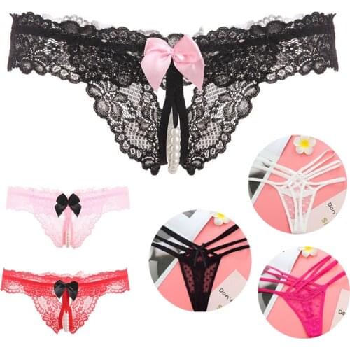 Sexy Women Lace Thongs Panties Briefs Lingerie Erotic Ladies Female Knickers G Strings Underwear High Quality Pearl Underpants