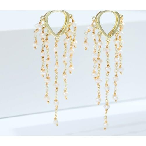 DAIMI Freshwater Pearl Earrings Tassel Design Natural Pearl Jewelry For Women Gift