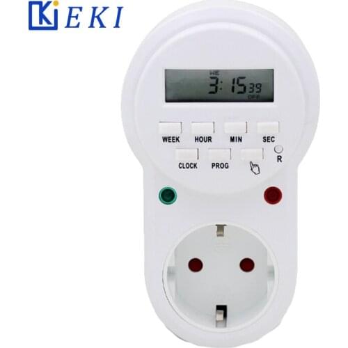 EU Plug Timer Switch Socket Digital LCD Power 24 Hour Energy Saving Programmable Germany Russia Relay 7 days cycle 220V 16A