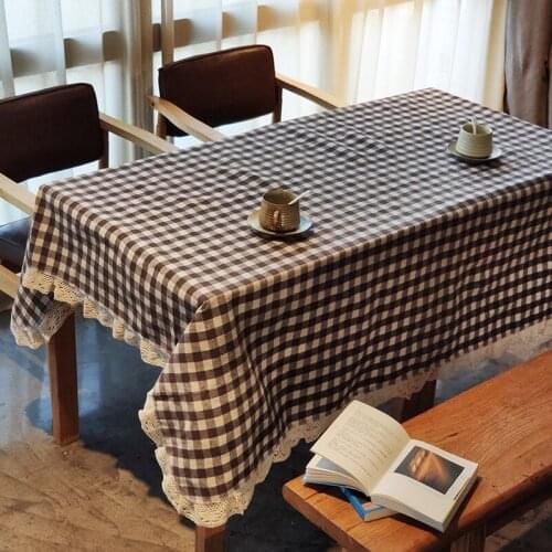 Pure cotton tablecloth wedding party rectangular rural Japanese Plaid printing desk kitchen table cover home decoration