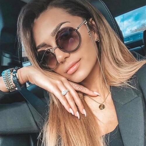 New Fashion 2020 Round Sunglasses Women Luxury Rimless Feamle Shades Europe Popular Ins Sun glasses lunettes de sol femme