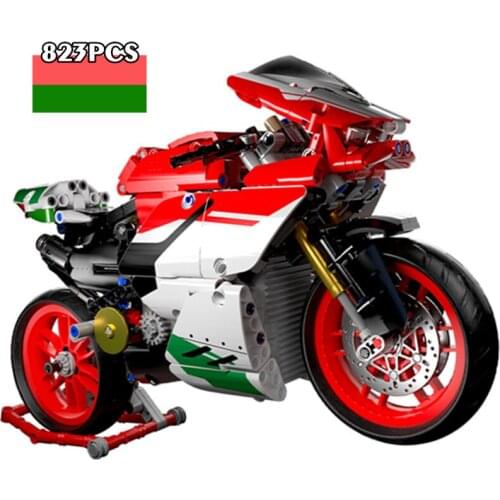 Technical Block Ideas Motorcycle Model Building Blocks Motorbike Diy Bricks Toys Brithday Gifts for Children Kid