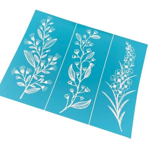 Leaf Flower Self-Adhesive Silk Screen Printing Stencil Reusable Sign Stencils for Painting on Wood DIY Decoration