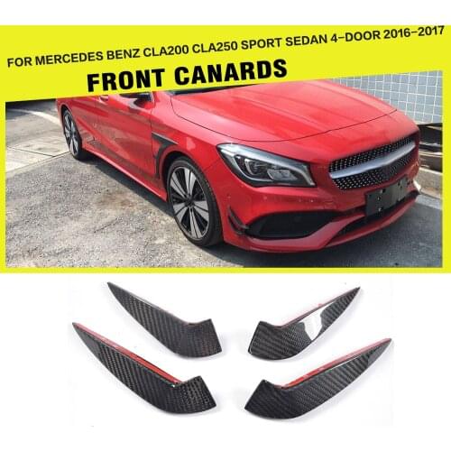 Carbon Fiber Front Bumper Canards Fins Stickers for Mercedes Benz CLA200 CLA250 Sport Sedan 4-Door 2016 2017 4PCS/Set