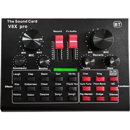 V8X Pro USB Audio Sound Card Headset Microphone Webcast Live Broadcast Sound Card Adapter for Phone Computer