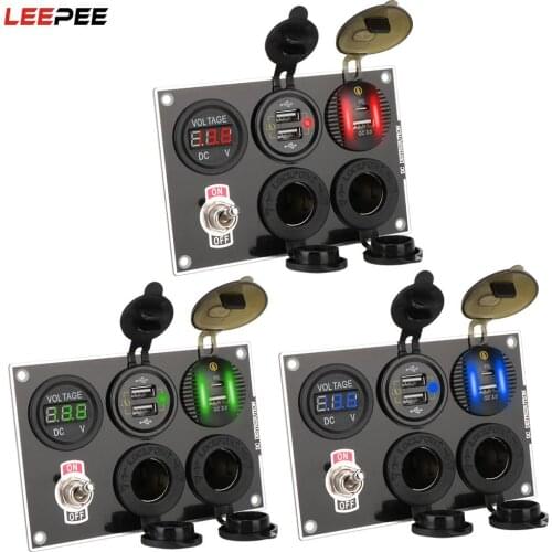 Waterproof QC3.0 & PD Quick Charge for Car Marine Boat Combination Dual USB Port ON-Off Rocker Toggle 12-24V Car Switch Panel