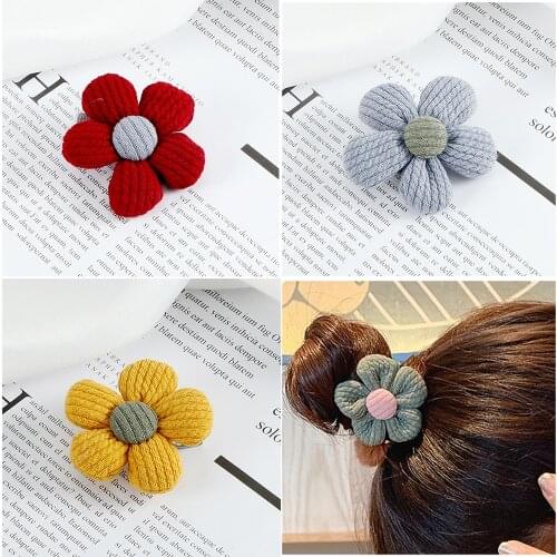 4 Style Colors Handmade Fabric Flower Barrettes Headdress Hair Clips For Cute Girl Kids Hairpins Sweet Headwear Hair Accessories