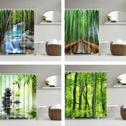 Forest Trees Printed 3d Bath Curtains Waterproof Polyester Fabric Washable Bathroom Shower Curtain Screen with Hooks Accessories