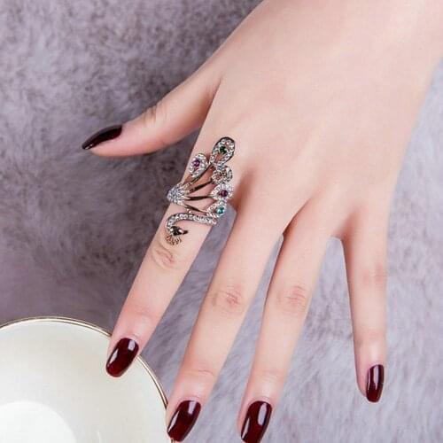 Fashion Peacock Rhinestone Exaggeration Rings For Woman New Arrival 2019 Delicate Jewelry Gift Ladies Party Ring Bague Femme