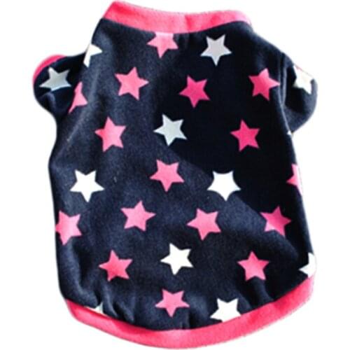 1 Pcs Puppy Plush Jacket Color Five-pointed Star Cartoon Pet Clothes Teddy Schnauzer Sweatshirt Puppy Cat T-shirt