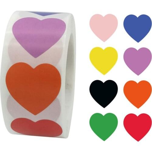 100-500Pcs Chroma Heart shape sealing Label Stickers Color Code Dot Labels Stickers Red,blue,pink,black,Stationery decor Sticker