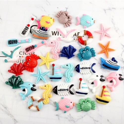 20Pcs Ocean Marine Series Flat Back Resin Embellishments DIY Craft Supplies Hair Accessories Phone Shell Patch Arts Materials