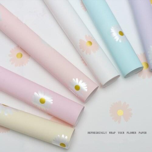 20pcs Little Daisy Korean Style Flower Wrapping Paper Gift Packaging Origami Paper Florist Supplies 58x58cm