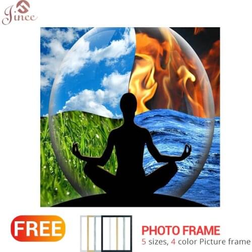 Full Square Drill 5D DIY Diamond Painting Meditation Magic Element 3D Embroidery Cross Stitch Mosaic Decor Gift with Frame