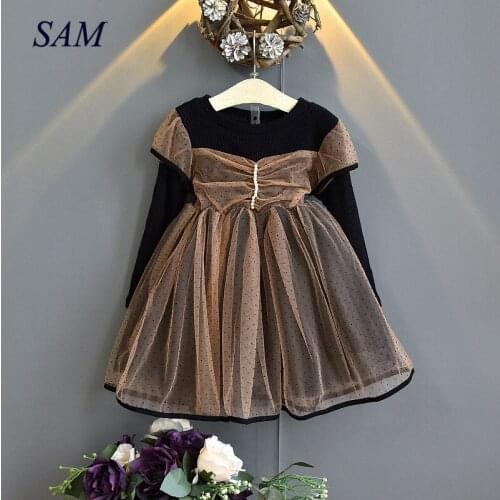 Kids Clothes Autumn 2020 Girls Dress Long Sleeve Sweater Dresses For Girls Birthday Party Dresses Childrens Clothes vestido