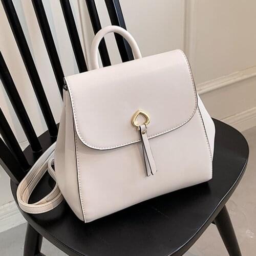 Designer High Quality Leather Shoulder Bags for Women 2021 Simplicity Fashion Solid Color High Capacity Backpack Luxury Handbag