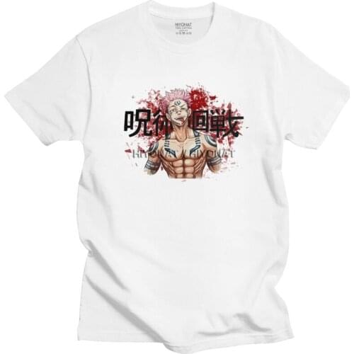 Classic Anime Ryomen Sukuna Blood T Shirt Men Short Sleeved Cotton T-shirt Graphic Jujutsu Kaisen Manga Tee Streetwear Tshirt