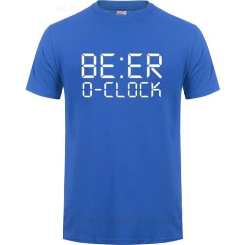 BEER O'CLOCK Drinking Party Joke T-Shirt Funny Birthday Gift For Men Dad Father Papa Husband O Neck Cotton Short Sleeve T Shirt