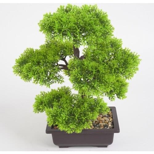 Artificial Plant Bonsai Simulation Mini Greeting Pine Potted Easy Grow Simulation Potted Plant Artificial Flowers For Home Garde