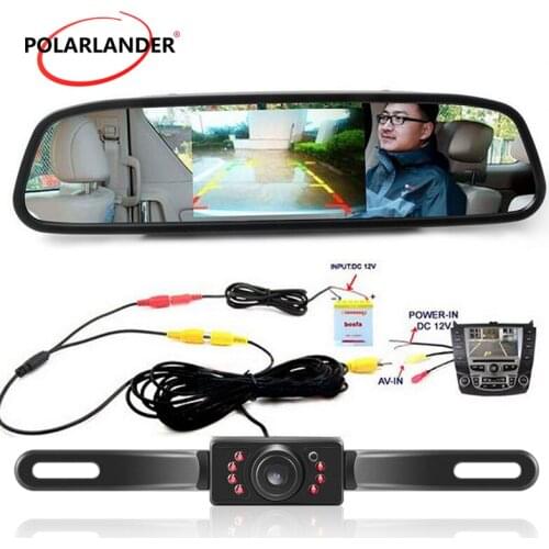 7 LED Reverse Parking Rear Camera IR Night Vision+4.3 Inch LCD Rearview Mirror Monitor+Video Wireless Transmitter & Receiver Kit