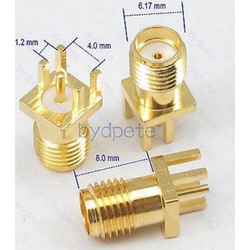 10pcs/lot SMA female jack pin Connetor 0.47" 1.2mm Socket PCB Edge Mount Solder RF