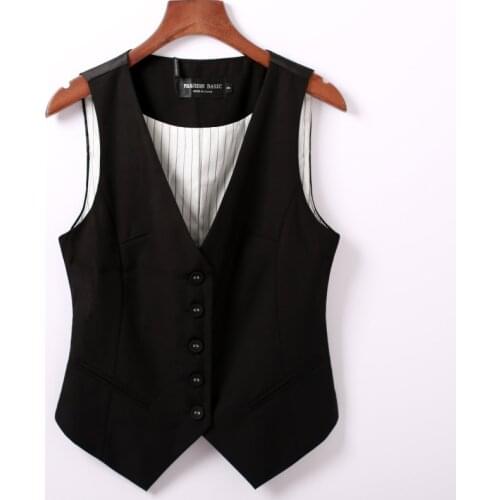 Korean 2020 spring autumn Plus size Fashion women suit Waistcoat Casual Vest Sleeveless Slim lady Vests black 4XL A48
