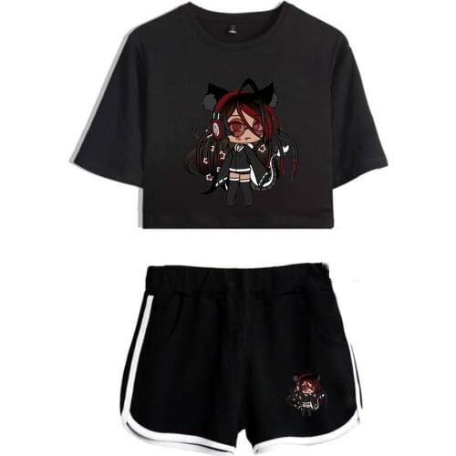 Hot Game Gacha Life Women Two Piece Set Shorts + Lovely T Shirt Harajuku Streetwear Girl Pullovers Plus Size Summer Clothing
