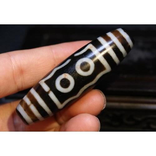 Treasure Magic Power Tibetan old Agate 5 Eye of Wealthy Big Drum dZi Bead Amulet Pendant Talisman Timestown UPD22A