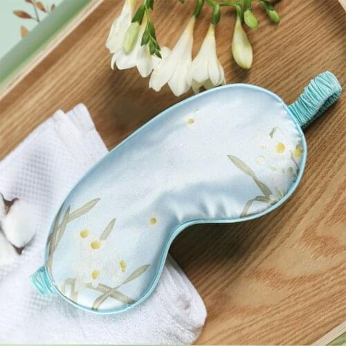 Eyes Mask Mulberry Silk Delicate Flowers Sleeping Mask Soft Chinese Style Breathable Blindfold Headband Eyepatch For Gift Box