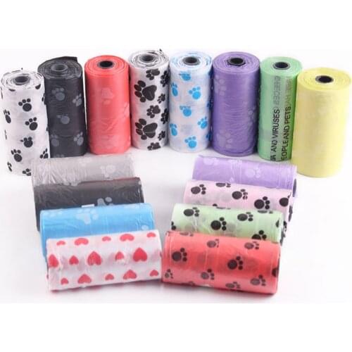 Dropshipping 10 Rolls/150 Pcs Degradable Pet Dog Waste Poop Bag With Printing Doggy Bag Pet Waste Clean Poop Bags Convenience