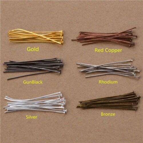 200pc/lot 40 50mm Metal Flat Head Pins Needles Bronze Rhodium Gold Silver DIY Jewelry Findings Making Accessories