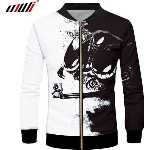 UJWI Man 3D Printed Anime Funny Long Sleeve Big Size Mens Zip Jacket Hot New Loose Black and white Zipper Coat dropship 7XL