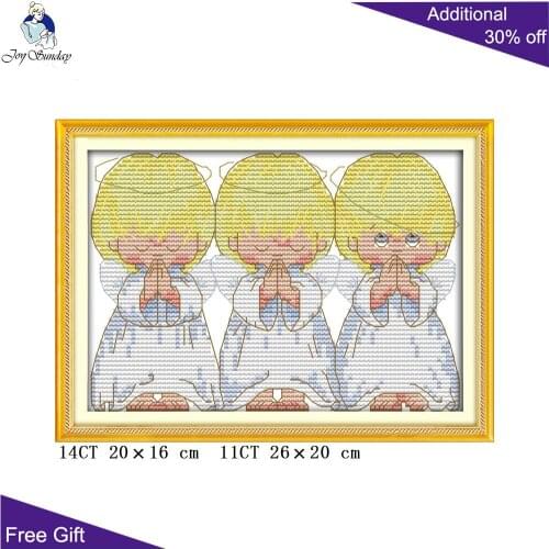 Joy Sunday Pray Little Angels Home Decoration R569(2) 14CT 11CT Counted and Stamped The Pray Little Angels Cross Stitch kits