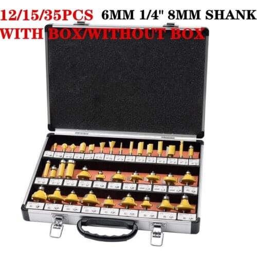 6mm/6.35mm/8mm Shank Wood Cutter Router Bit Set Woodworking Trimming Cleaning Cutting Tools Tungsten Carbide Cutter