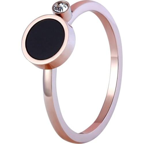 New High Quality Zircon And Black Enamel Woman Rings Stainless Steel Ring For Women Female Wedding Ring Band Jewelry wholesale