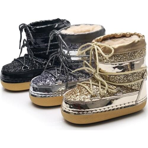 New Women Ski Shoes Snow Boots Outdoor Snowboard Shoes Girls Children Cotton Boots Plus Velvet to Keep Warm