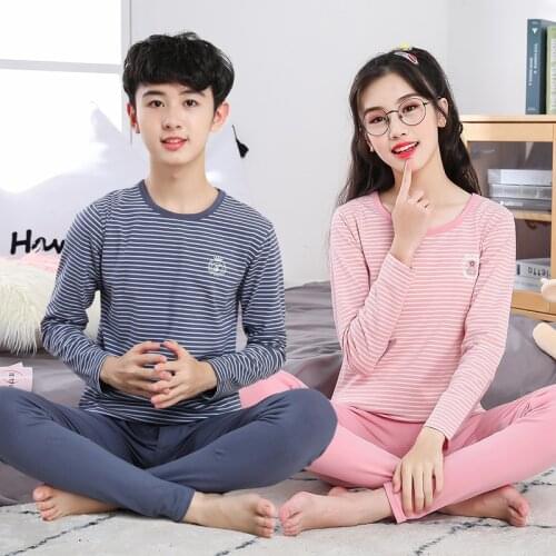 Teenage Girls Pajamas New Autumn Long sleeve Childrens Clothing Boys Sleepwear Cotton Pyjamas Sets For Kids 9 10 12 14 16 Years
